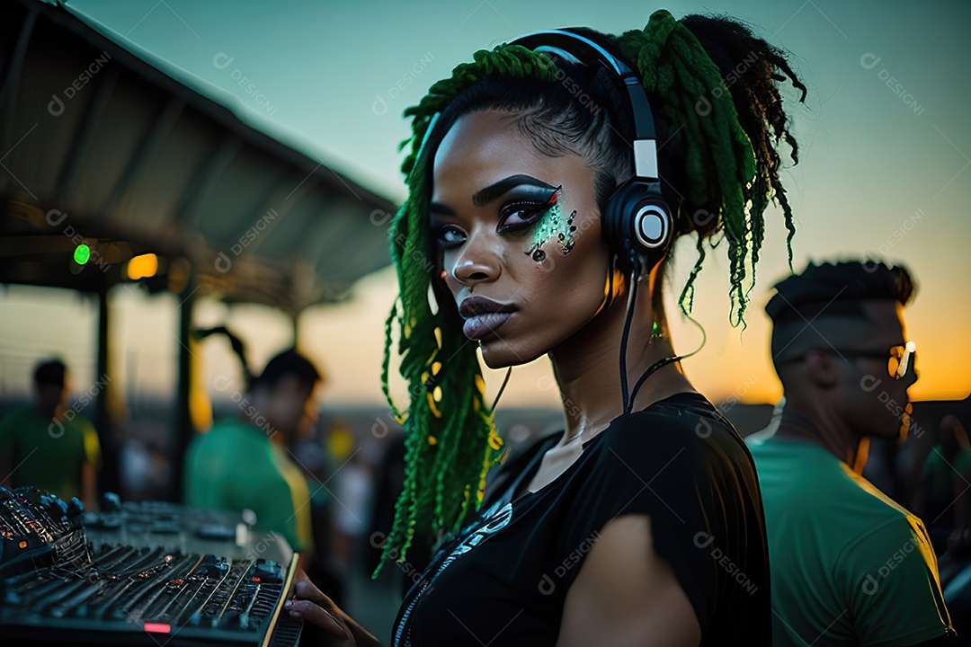 Imagem realista de pessoa Dj sobre uma festa