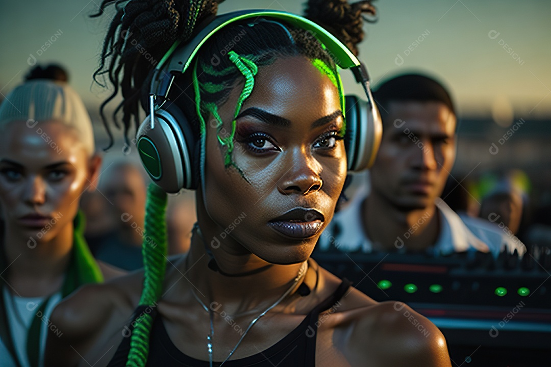 Imagem realista de pessoa Dj sobre uma festa