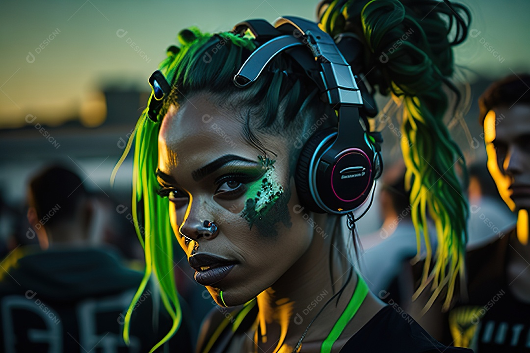 Imagem realista de pessoa Dj sobre uma festa