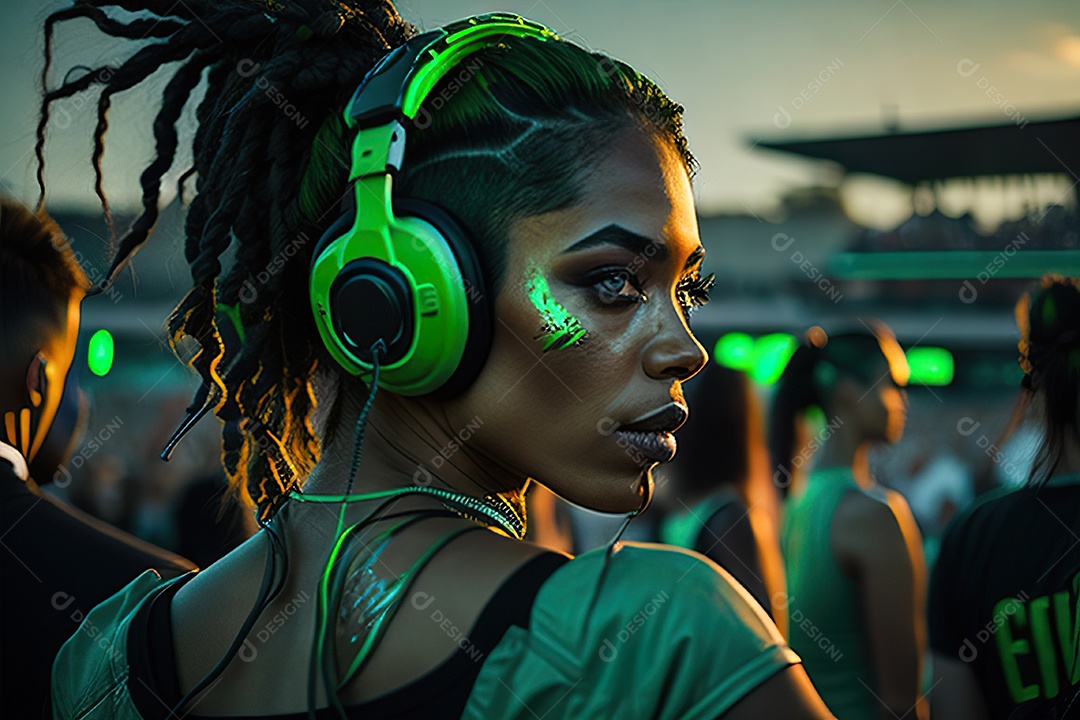 Imagem realista de pessoa Dj sobre uma festa