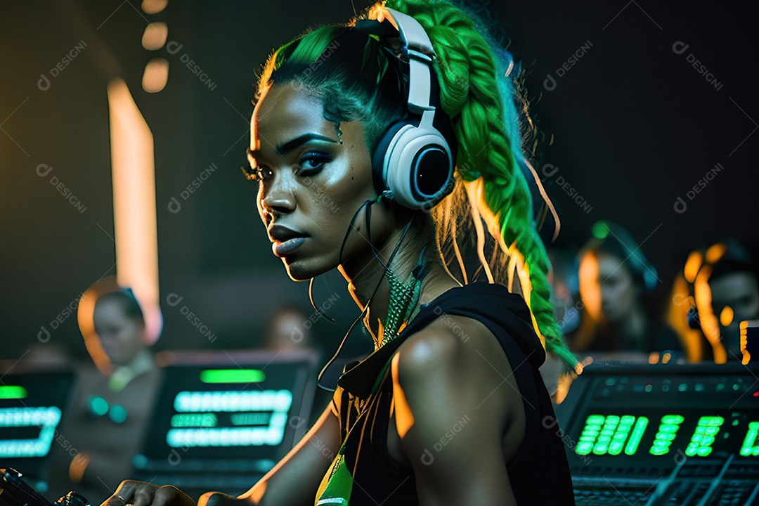 Imagem realista de pessoa Dj sobre uma festa