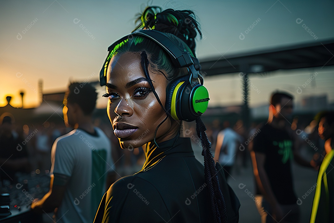 Imagem realista de pessoa Dj sobre uma festa