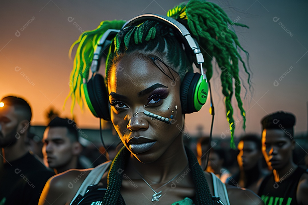 Imagem realista de pessoa Dj sobre uma festa