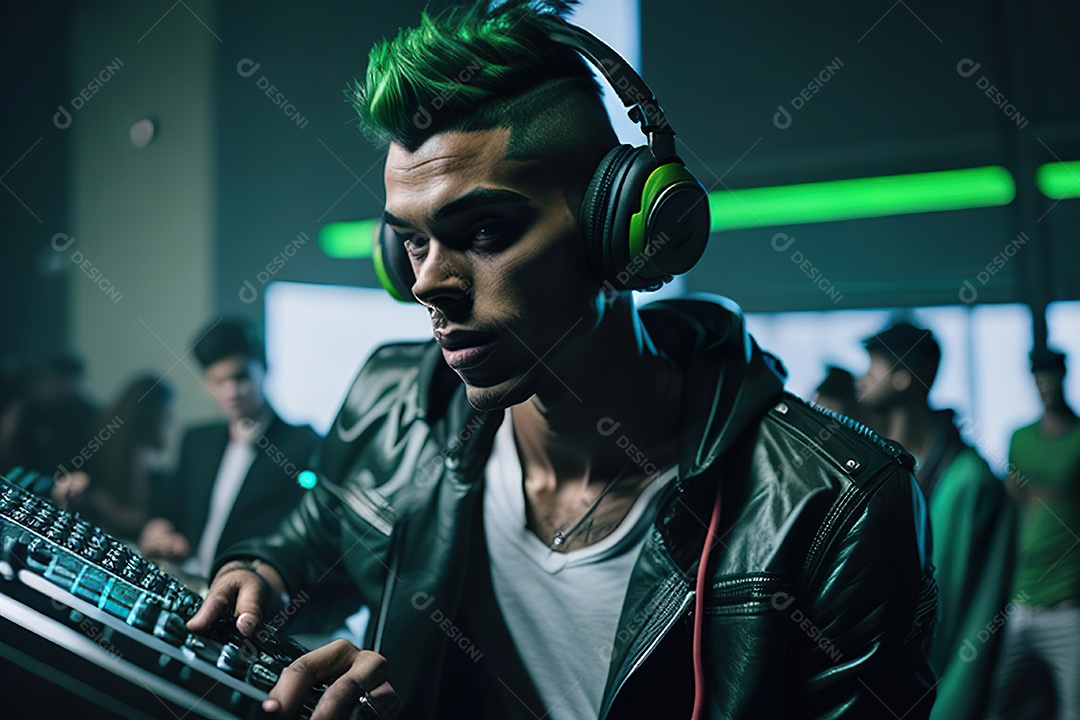 Imagem realista de pessoa Dj sobre uma festa