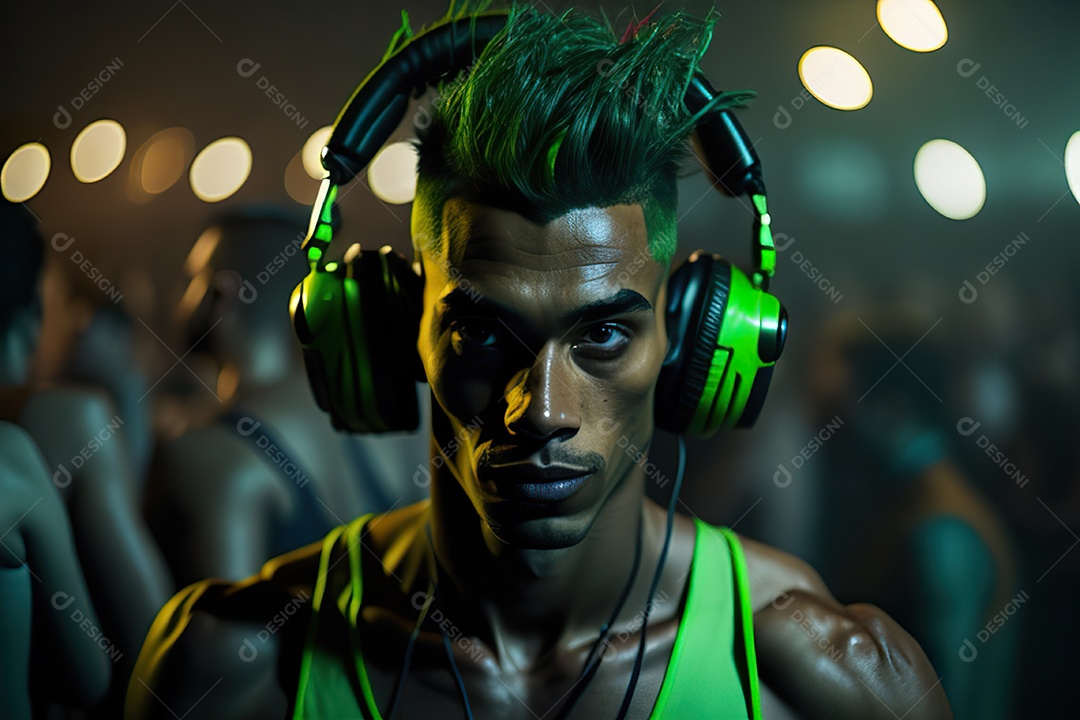 Imagem realista de pessoa Dj sobre uma festa