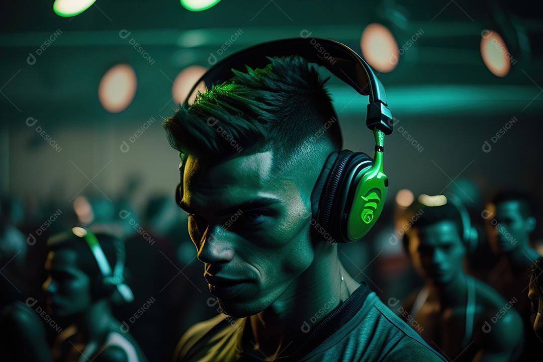 Imagem realista de pessoa Dj sobre uma festa