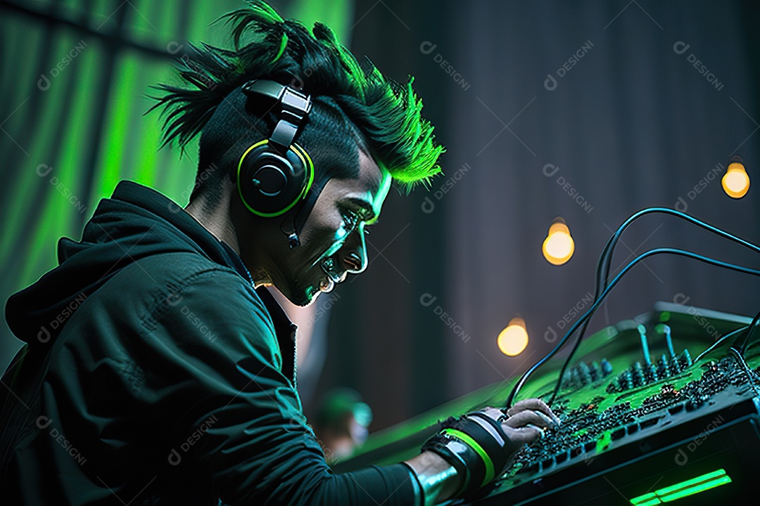 Imagem realista de pessoa Dj sobre uma festa