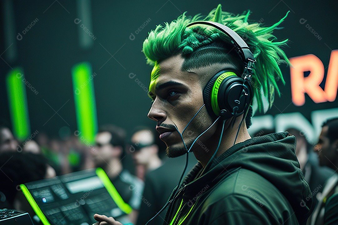 Imagem realista de pessoa Dj sobre uma festa