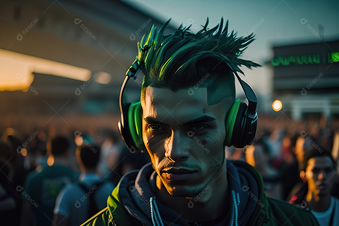 Imagem realista de pessoa Dj sobre uma festa