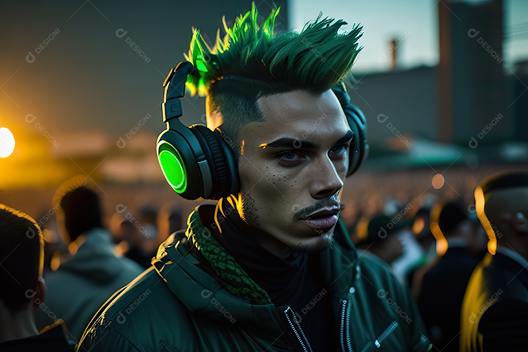 Imagem realista de pessoa Dj sobre uma festa