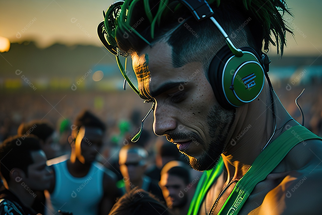 Imagem realista de pessoa Dj sobre uma festa