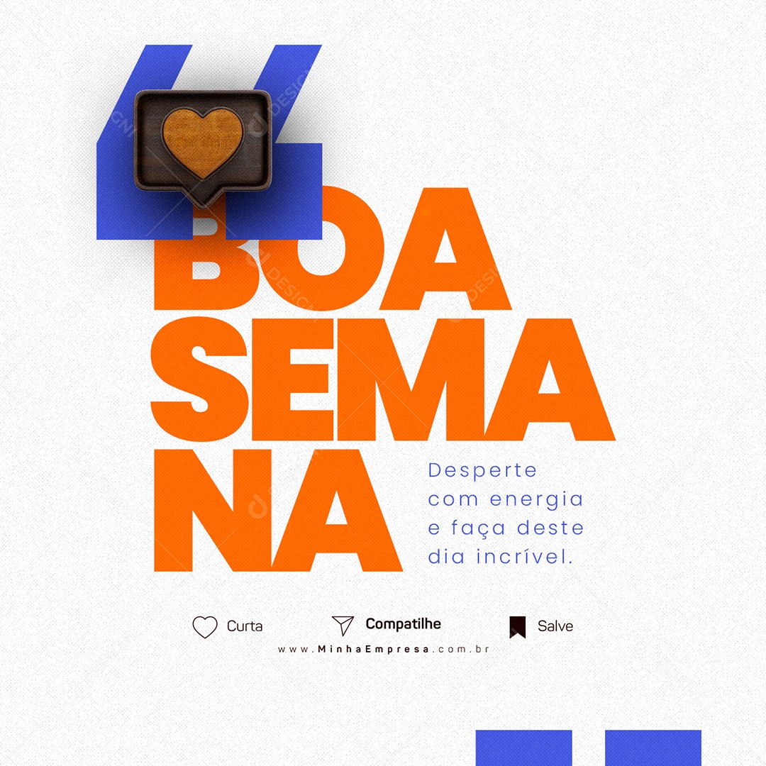 Frase Motivacional Boa Semana Desperte Com Energia Social Media PSD Editável