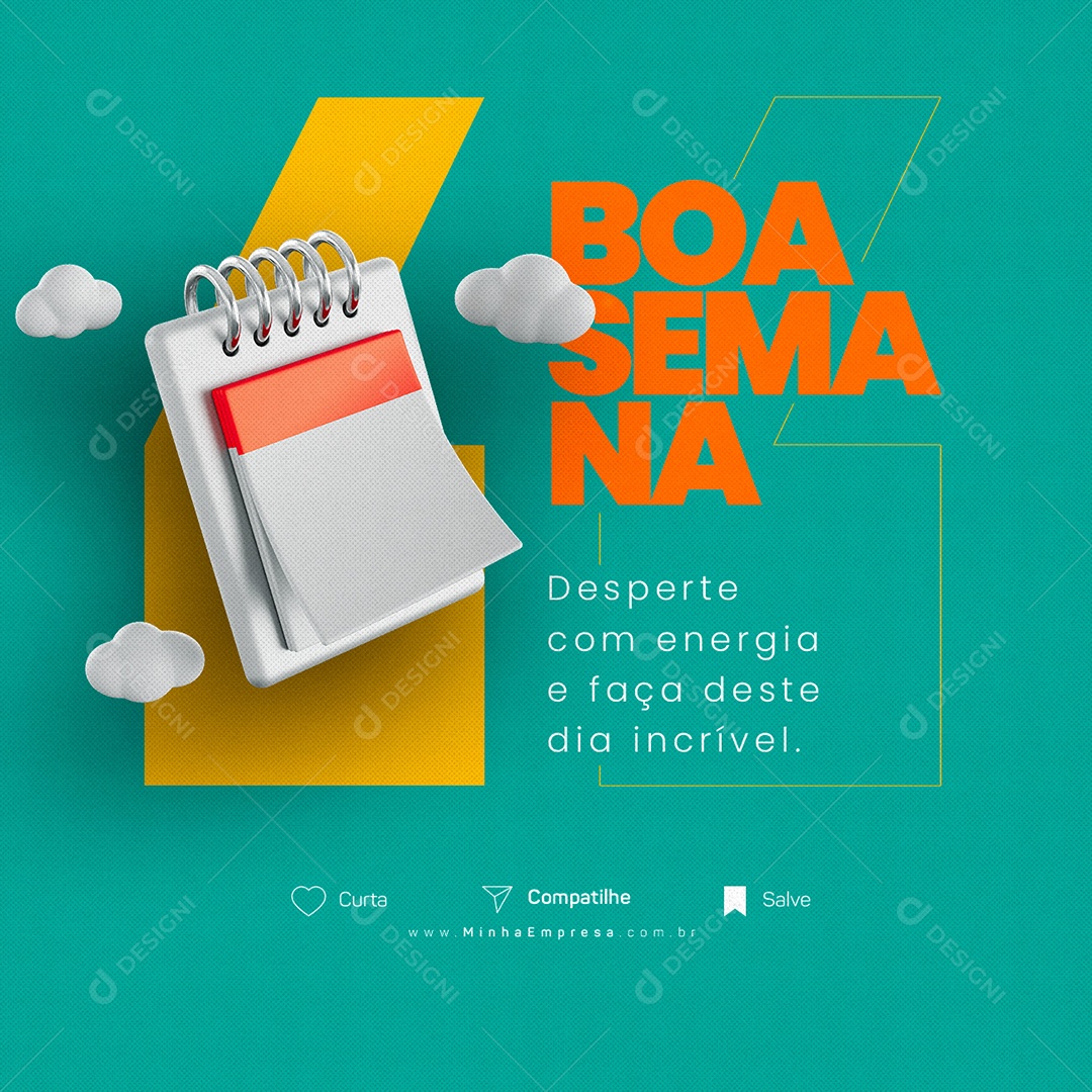 Frase Motivacional Boa Semana Desperte Com Energia Social Media PSD Editável
