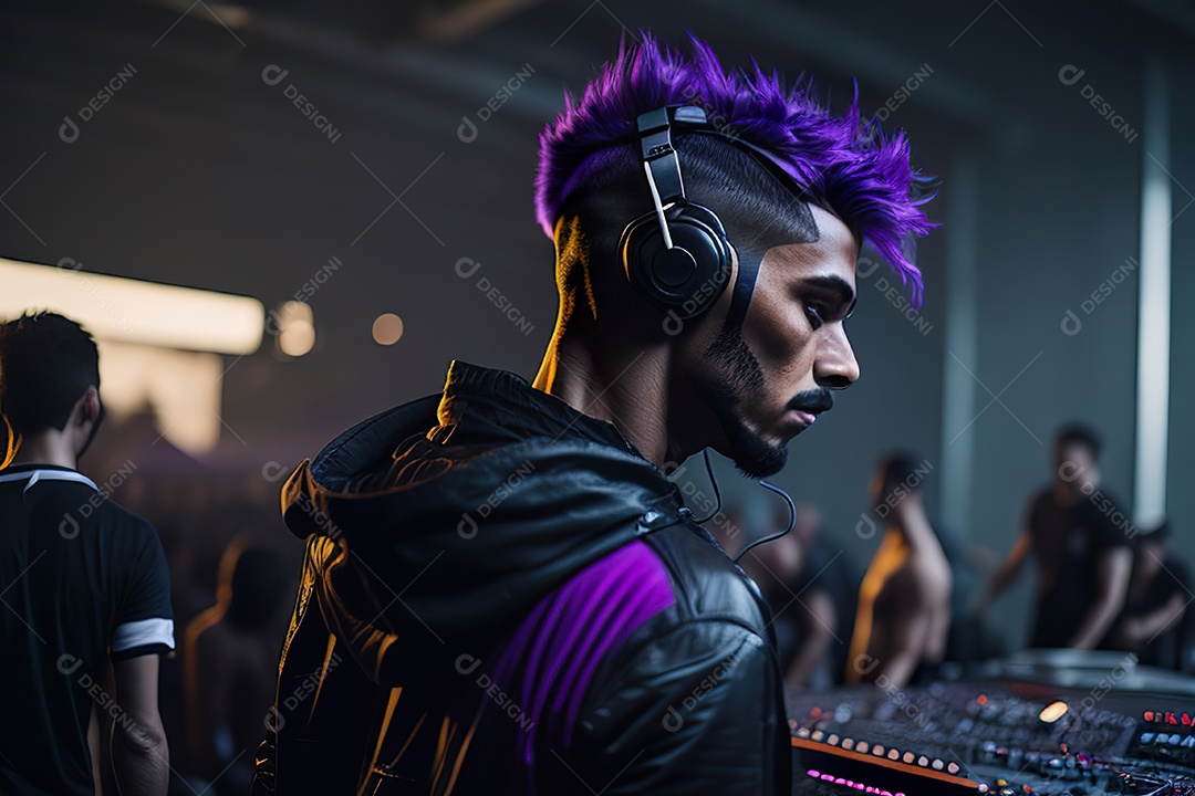 Imagem realista de homem jovem Dj sobre uma festa