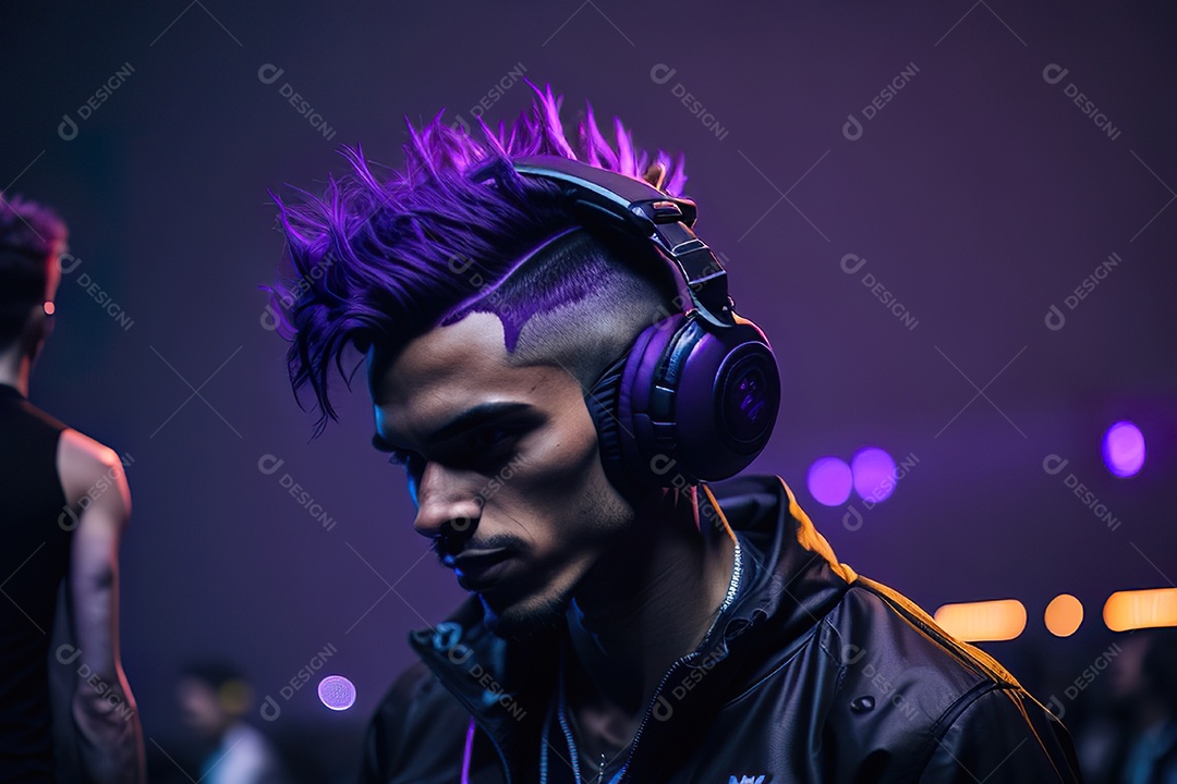 Imagem realista de homem jovem Dj sobre uma festa