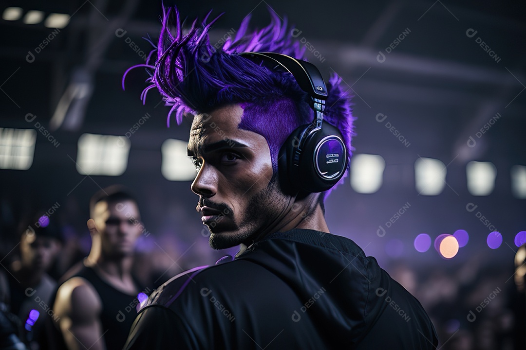 Imagem realista de homem jovem Dj sobre uma festa