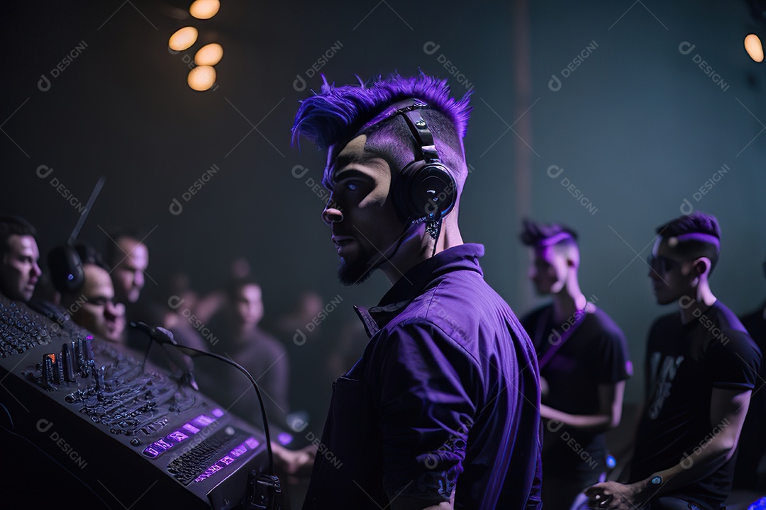Imagem realista de homem jovem Dj sobre uma festa
