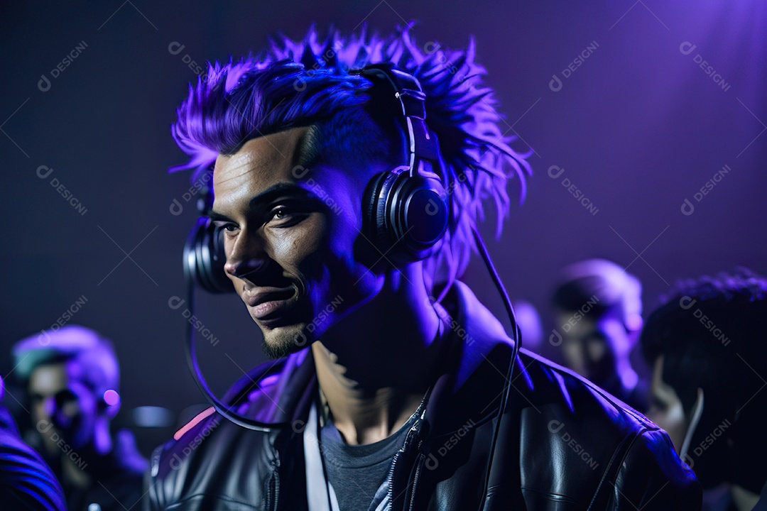 Imagem realista de homem jovem Dj sobre uma festa