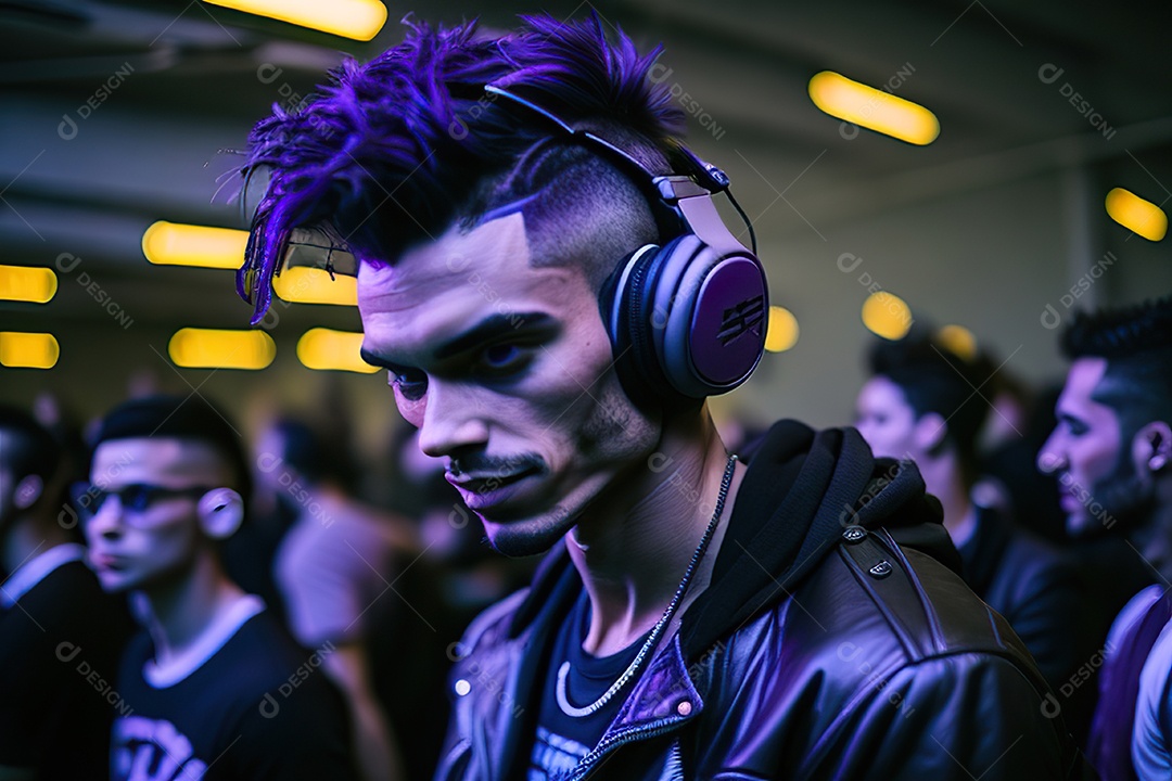 Imagem realista de homem jovem Dj sobre uma festa