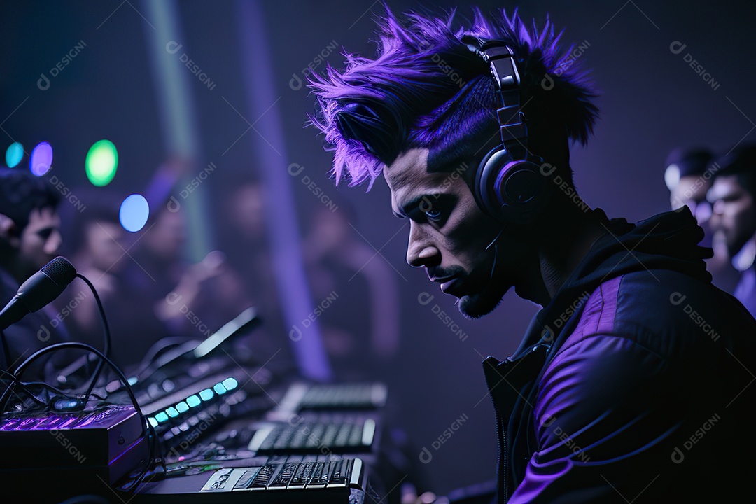 Imagem realista de homem jovem Dj sobre uma festa