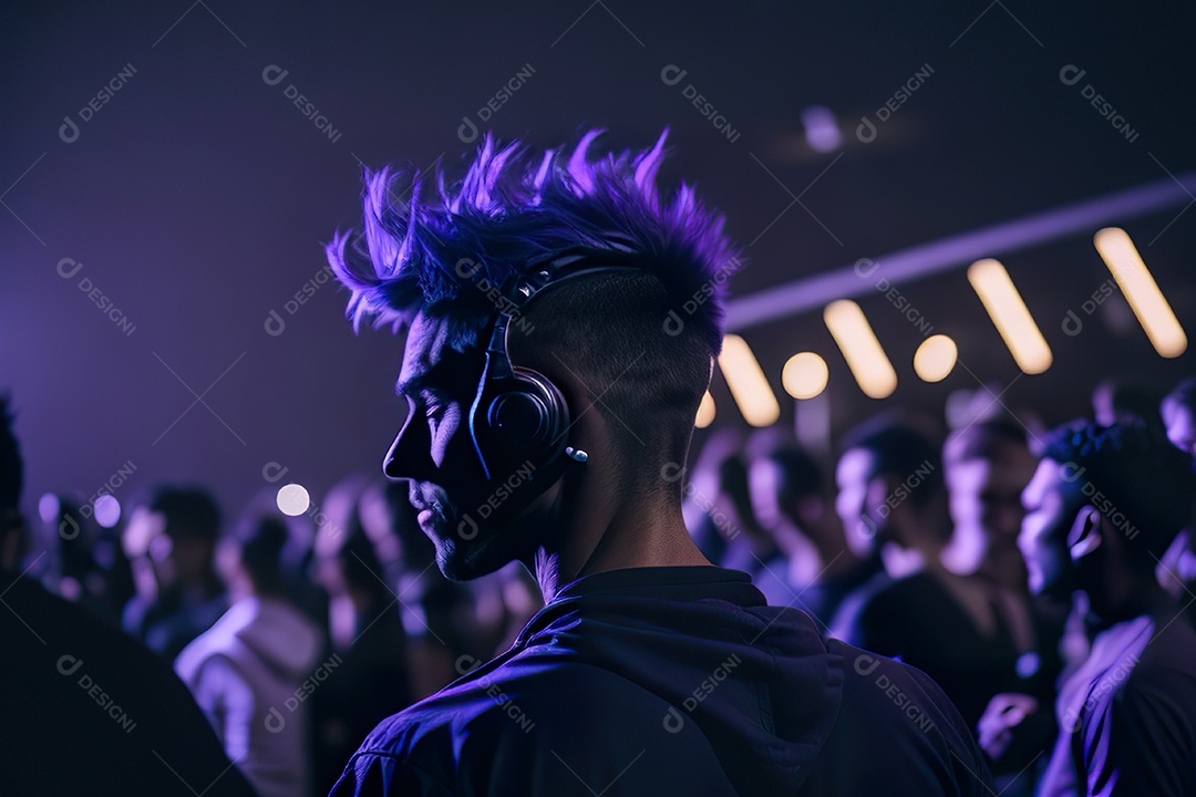 Imagem realista de homem jovem Dj sobre uma festa