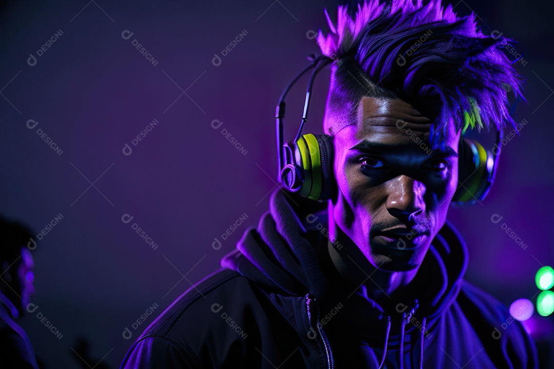 Imagem realista de homem jovem Dj sobre uma festa