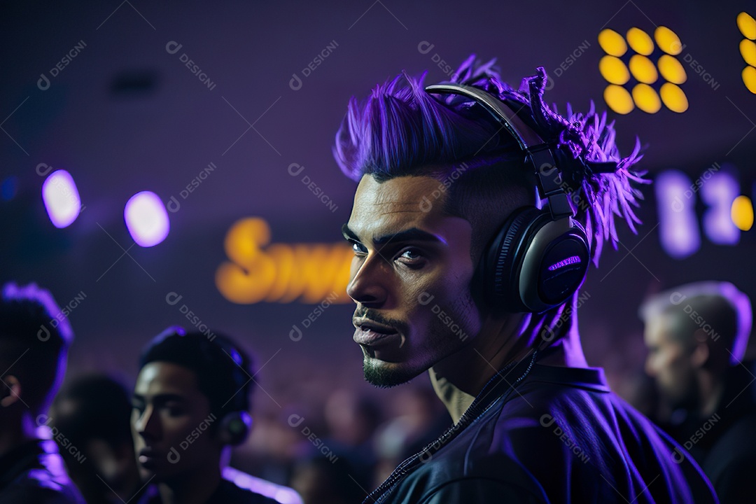 Imagem realista de homem jovem Dj sobre uma festa