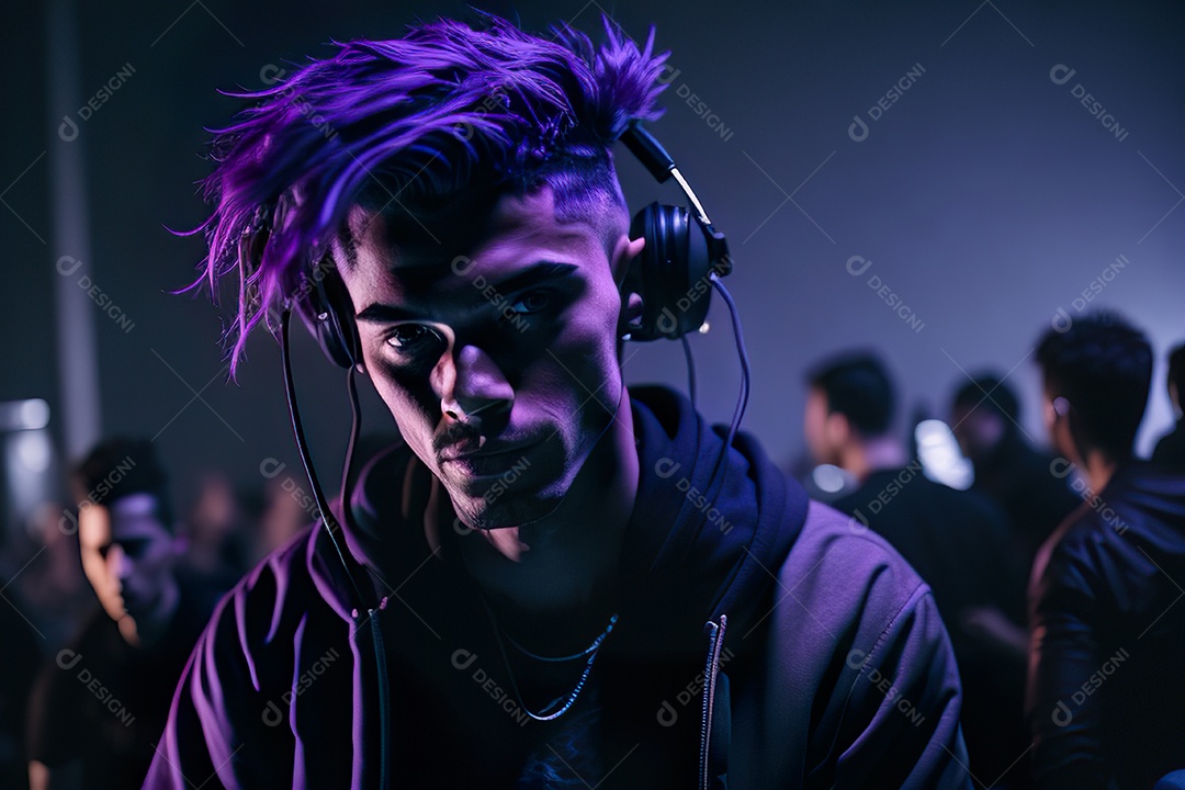 Imagem realista de homem jovem Dj sobre uma festa