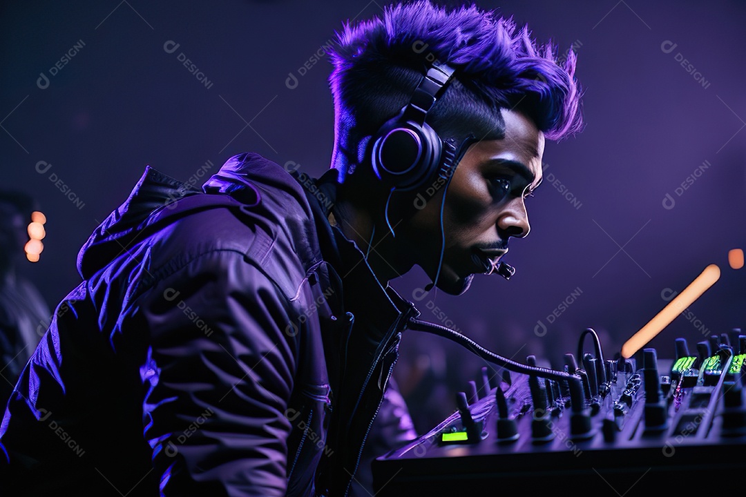 Imagem realista de pessoa jovem Dj sobre uma festa
