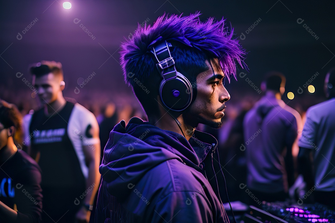 Imagem realista de pessoa jovem Dj sobre uma festa