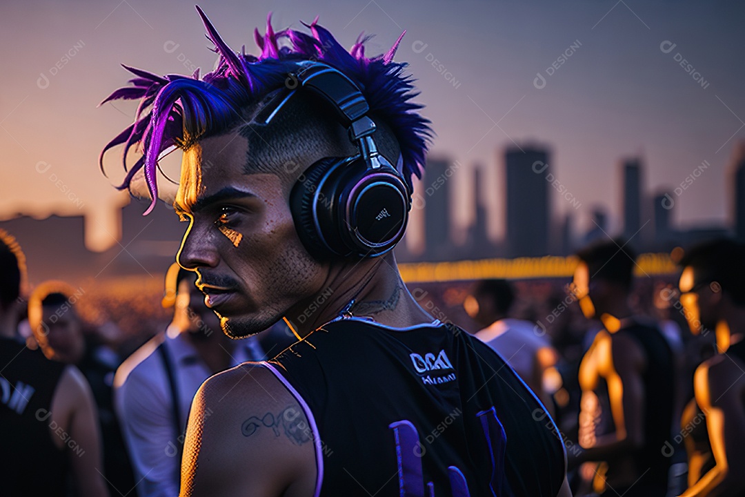 Imagem realista de pessoa jovem Dj sobre uma festa