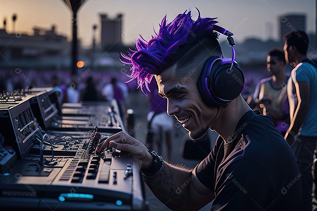 Imagem realista de pessoa jovem Dj sobre uma festa
