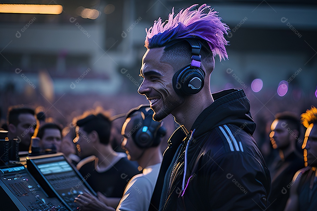 Imagem realista de pessoa jovem Dj sobre uma festa