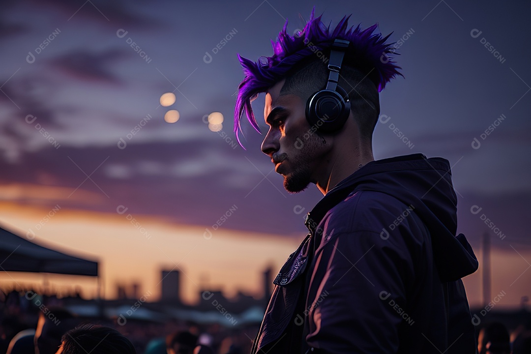 Imagem realista de pessoa jovem Dj sobre uma festa