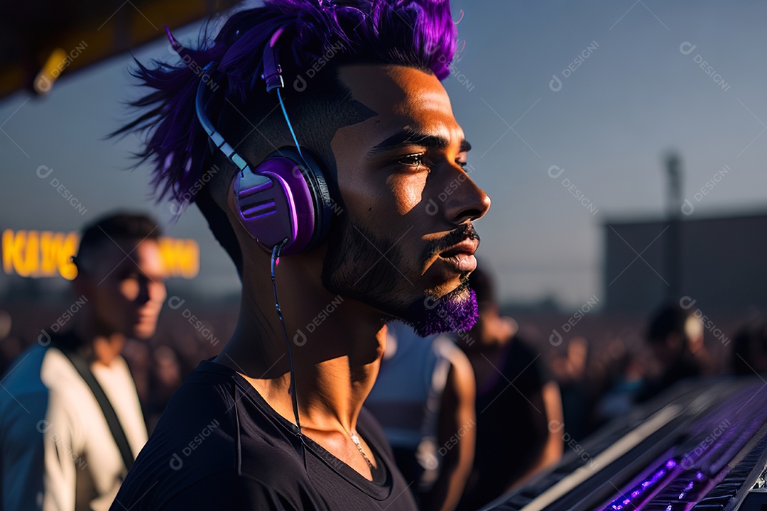 Imagem realista de pessoa jovem Dj sobre uma festa