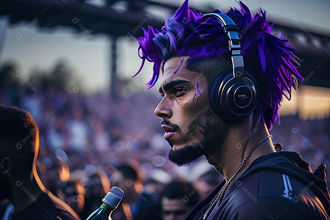 Imagem realista de pessoa jovem Dj sobre uma festa