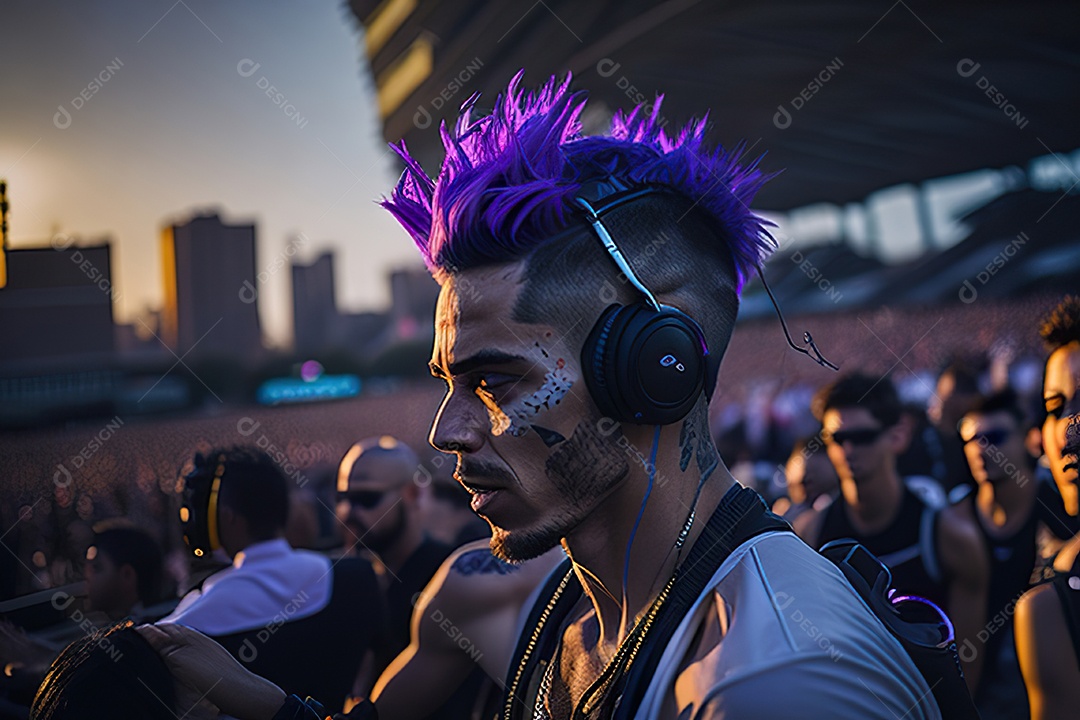 Imagem realista de pessoa jovem Dj sobre uma festa