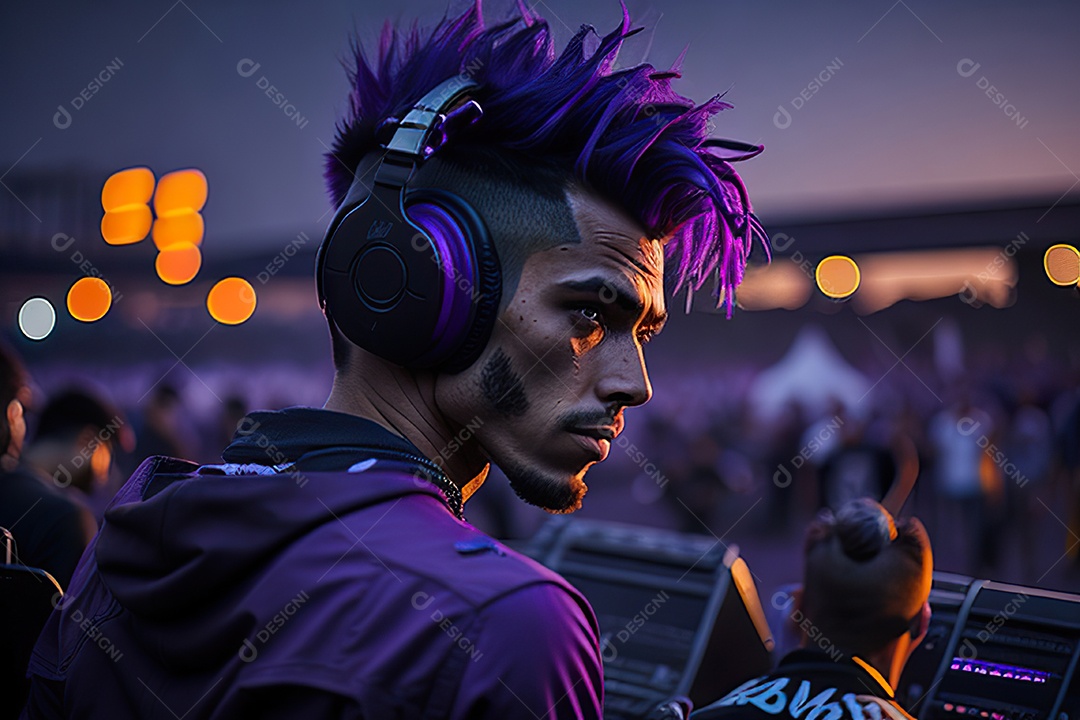 Imagem realista de pessoa jovem Dj sobre uma festa