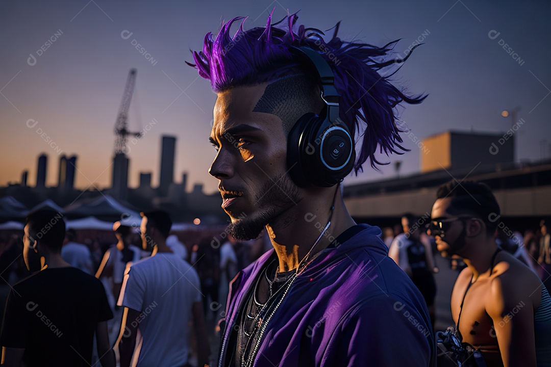 Imagem realista de homem jovem Dj sobre uma festa