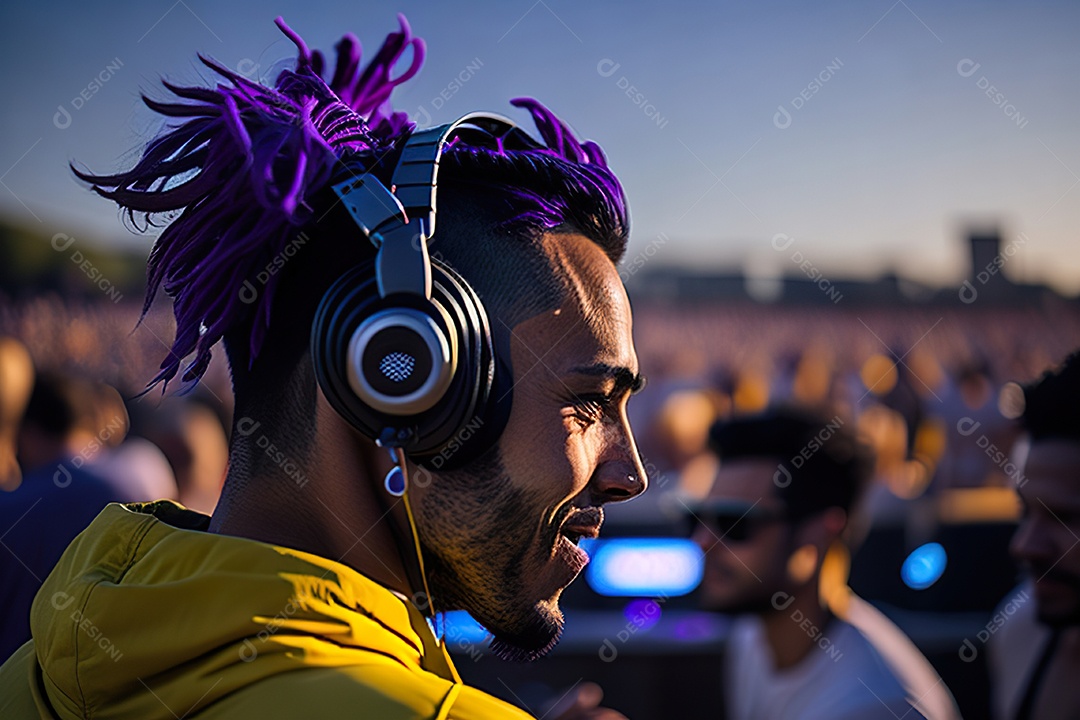 Imagem realista de pessoa jovem Dj sobre uma festa
