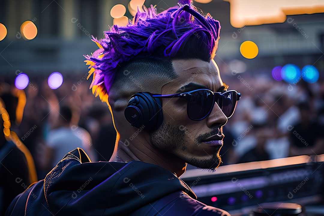 Imagem realista de pessoa jovem Dj sobre uma festa
