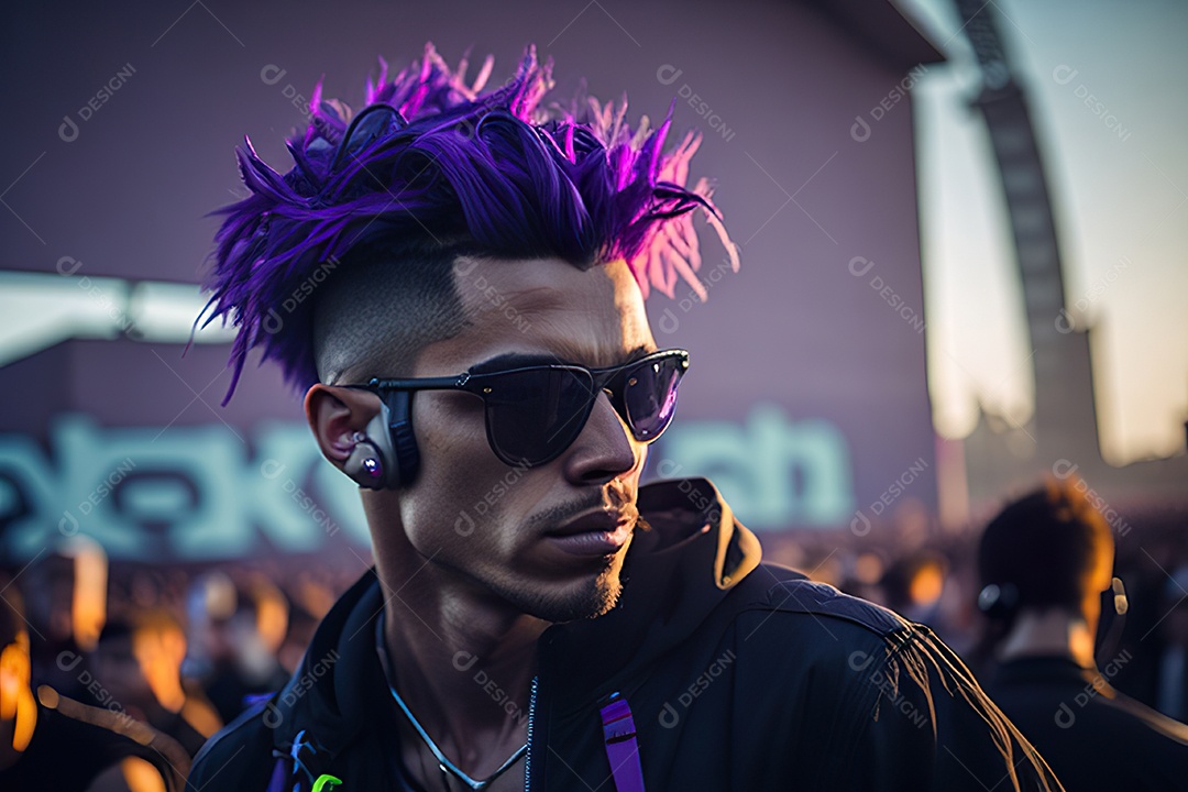 Imagem realista de pessoa jovem Dj sobre uma festa