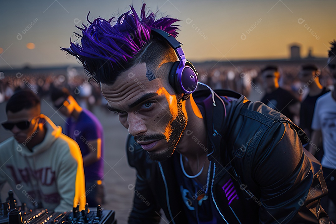 Imagem realista de pessoa jovem Dj sobre uma festa