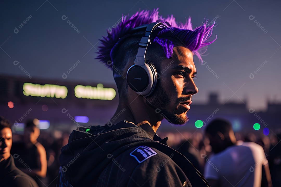 Imagem realista de pessoa jovem Dj sobre uma festa