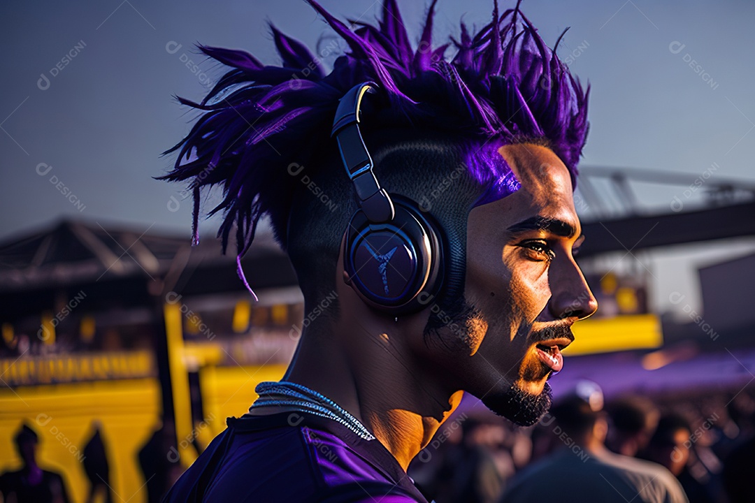 Imagem realista de pessoa jovem Dj sobre uma festa