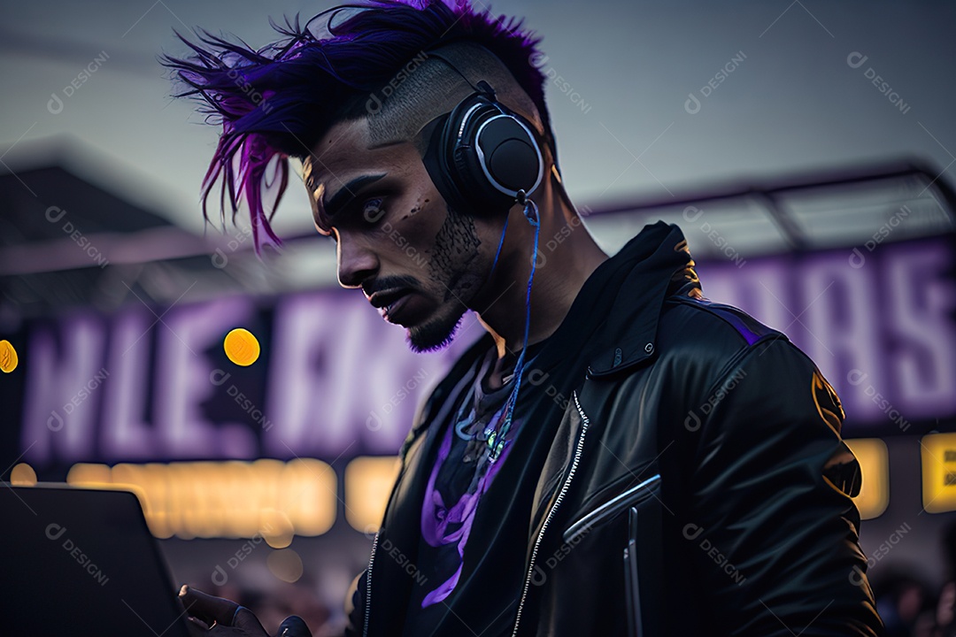 Imagem realista de homem jovem Dj sobre uma festa