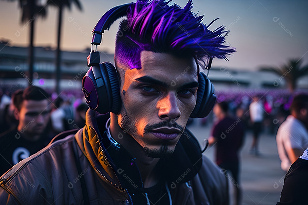 Imagem realista de pessoa jovem Dj sobre uma festa