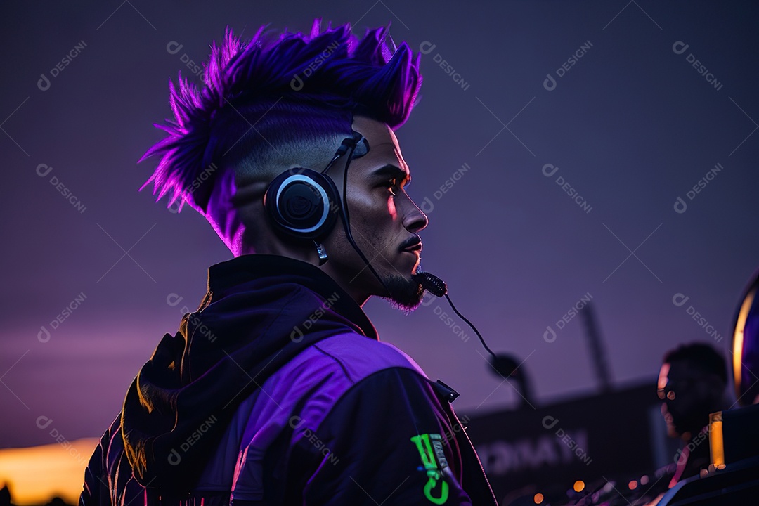 Imagem realista de pessoa jovem Dj sobre uma festa