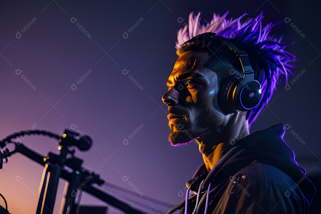 Imagem realista de pessoa jovem Dj sobre uma festa