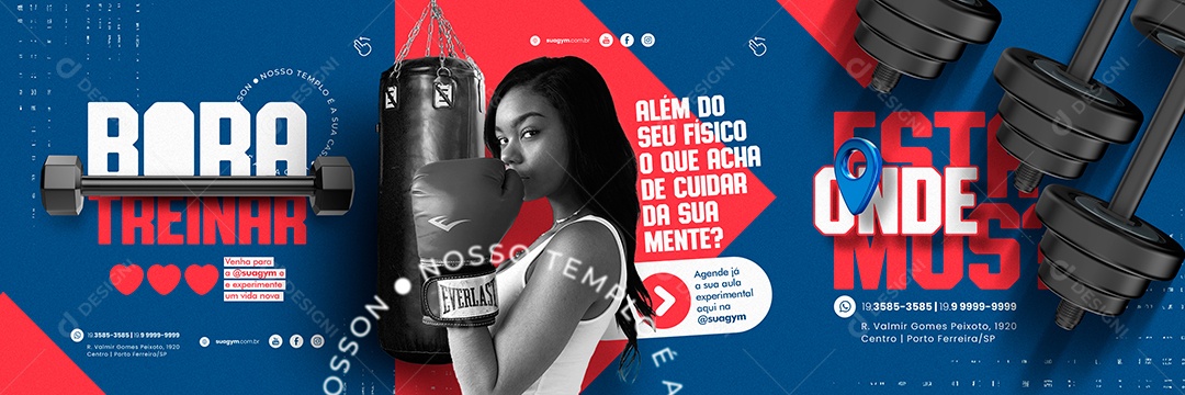 Academia Carrossel Bora Treinar Social Media PSD Editável